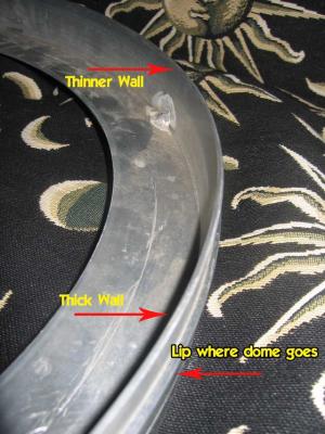 This is a section of the R&J Dome Ring and how the wall thickness varies