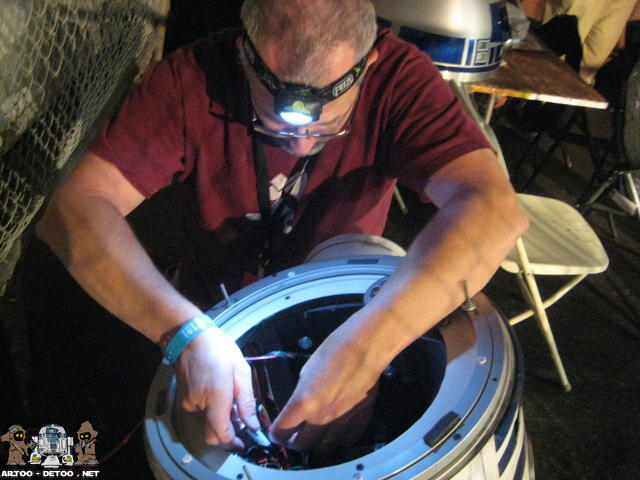 Matt making some last minute repairs